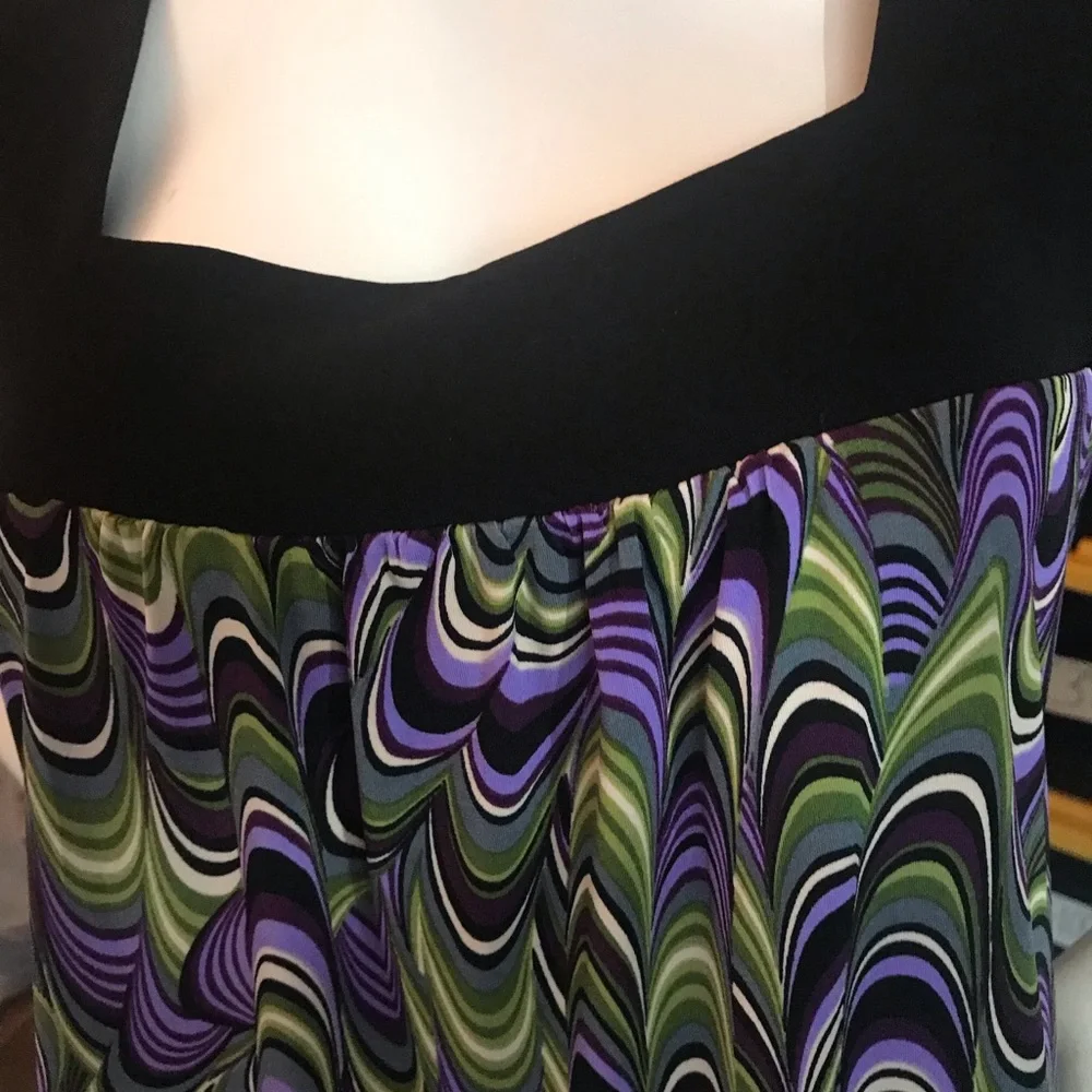 GITANO Gorgeous Colorful Top in Purple Green Gray and Black SIZE 14/16 W - Picture 3 of 8